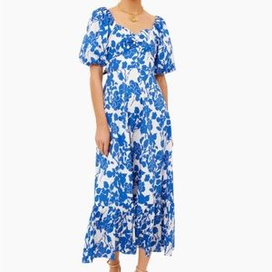 Blue floral Seaport midi dress